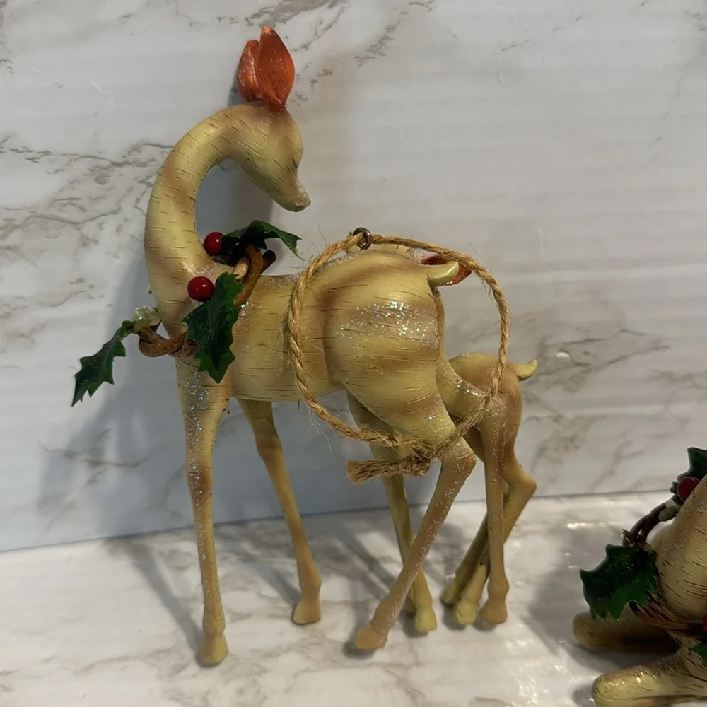 Christmas deer figurines ceramic festive ornaments home decor